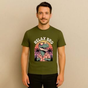 Men Dino Printed Cotton Tshirt