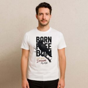 Men Crow Printed Cotton Tshirt